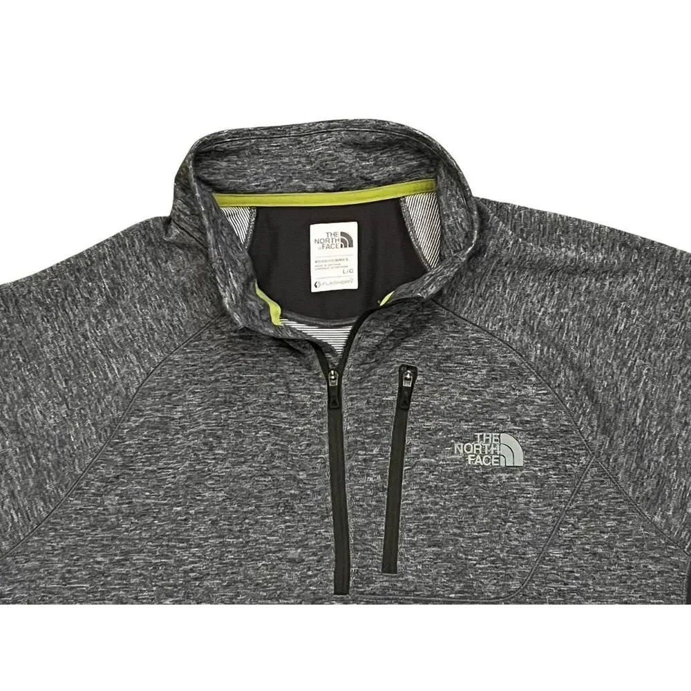 The North Face Flash Dry 1/4 Zip Pullover Men's Large Heather Gray & Green